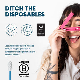 LastSwab being rinsed under tap, LastSwab cleans quickly and hygienically