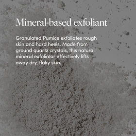 LATHER pumice stone embedded in scrub highlighting exfoliation benefit
