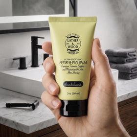 Lather & Wood ingredients label highlighting gentle, nourishing components