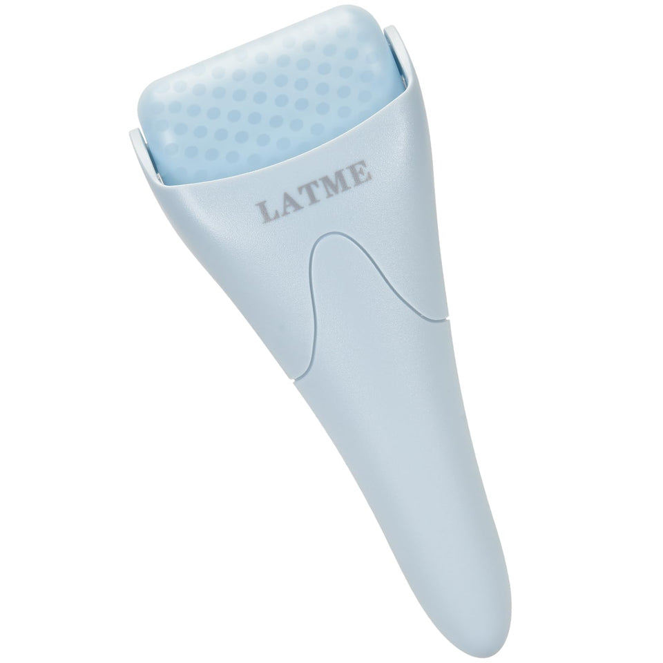 LATME front packaging showing smoggy blue ice roller and benefits