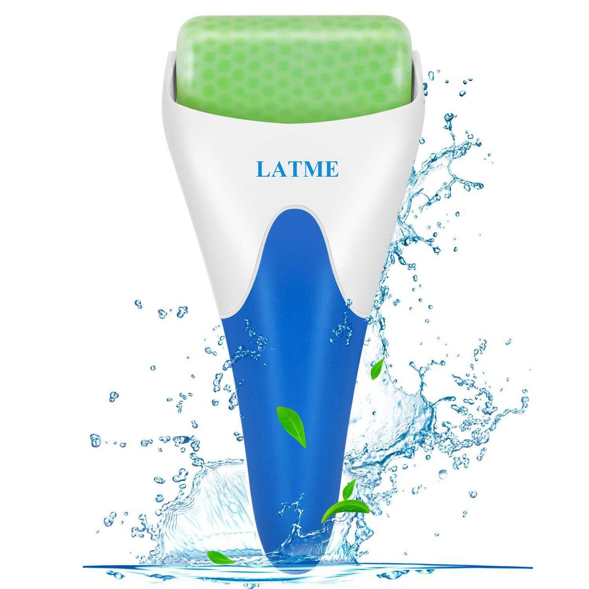 LATME ice roller front view showing compact design and calming green color