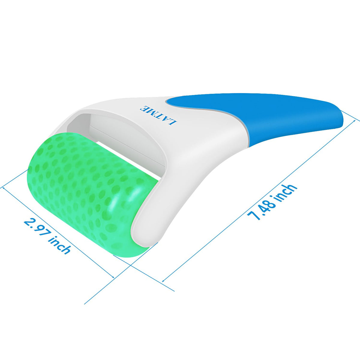 LATME ice roller beside smartphone showing portable travel-friendly scale