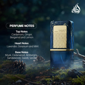 Lattafa Al Nashama Caprice box and bottle together emphasizing official packaging and value