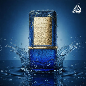 Lattafa Al Nashama Caprice scale with hand demonstrating 3.4 oz size and travel friendliness