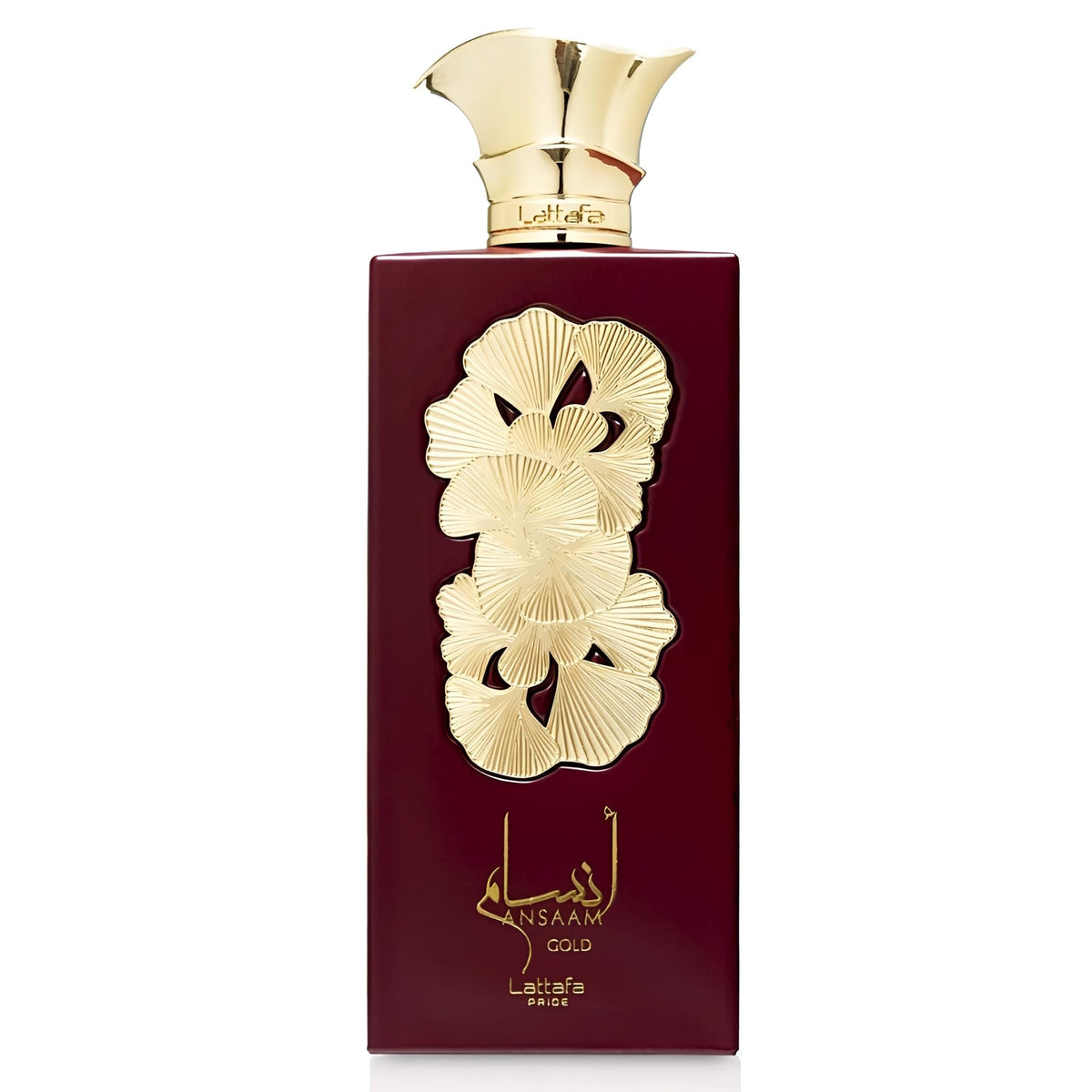 Lattafa Ansaam Gold front bottle view highlighting elegant gold finish and gift appeal