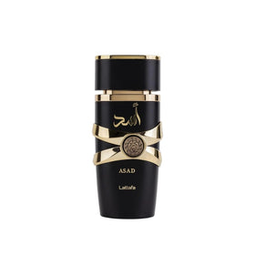Lattafa Asad front bottle showing elegant design and lasting scent