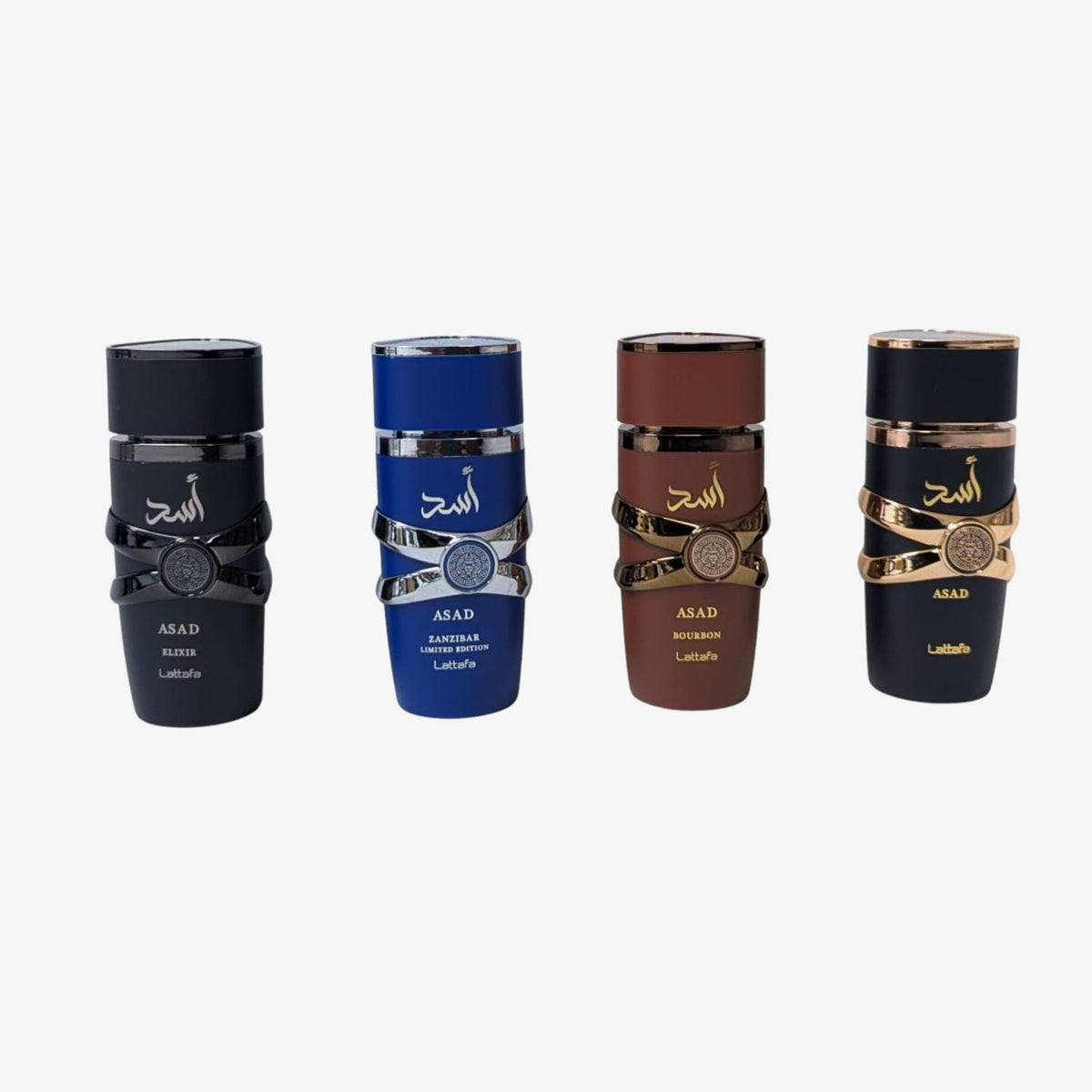 Lattafa Asad bottles in toiletry bag illustrating travel convenience and versatility