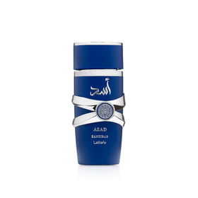 Lattafa Asad Zanzibar front bottle showing elegant design and instant freshness