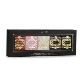 Lattafa Bade'e Al Oud single bottle close-up highlighting label and spray nozzle for precise application