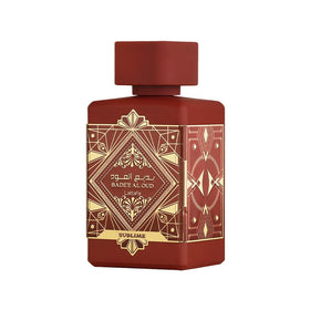Lattafa bottle front view showing elegant design and lasting wear