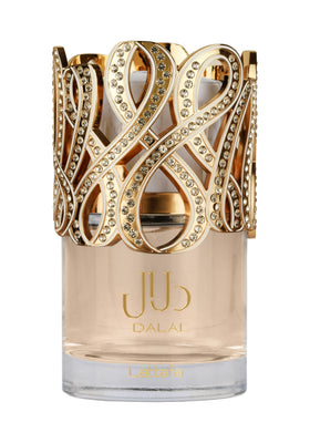 Lattafa Dalal front bottle showing elegant design and display benefit