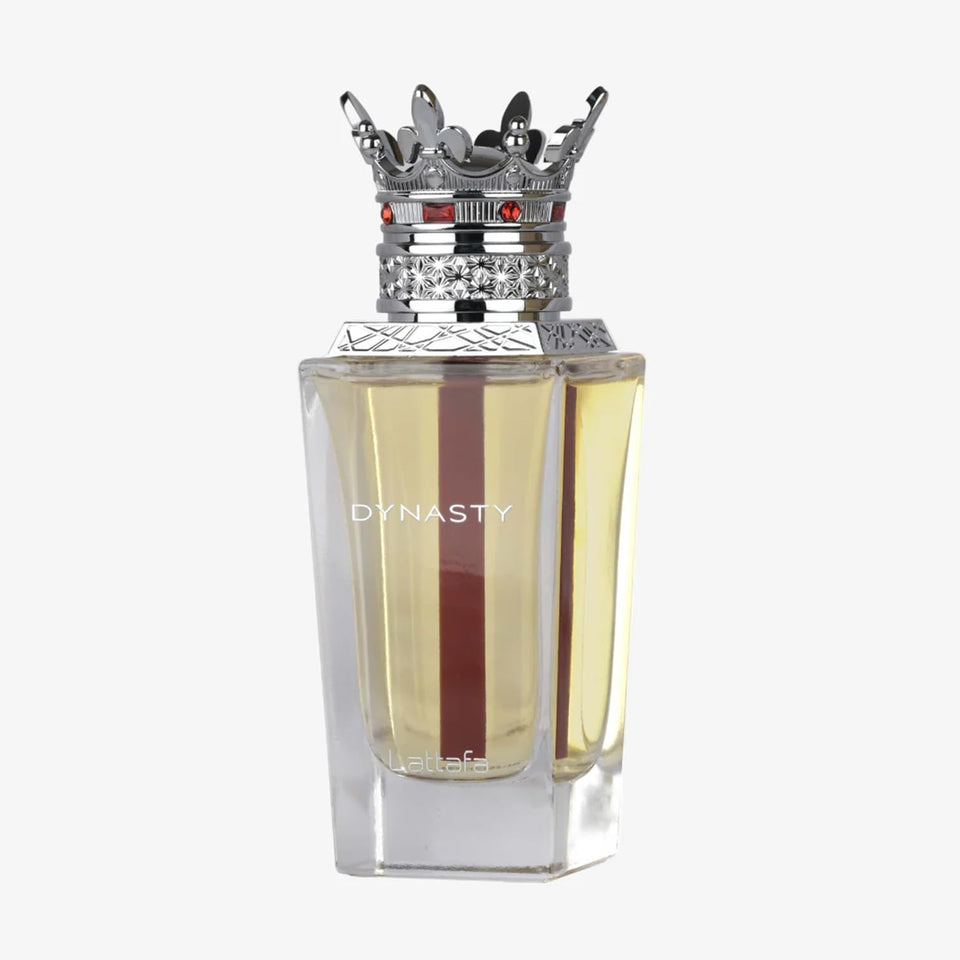 Lattafa Dynasty front bottle showing modern design and easy gifting