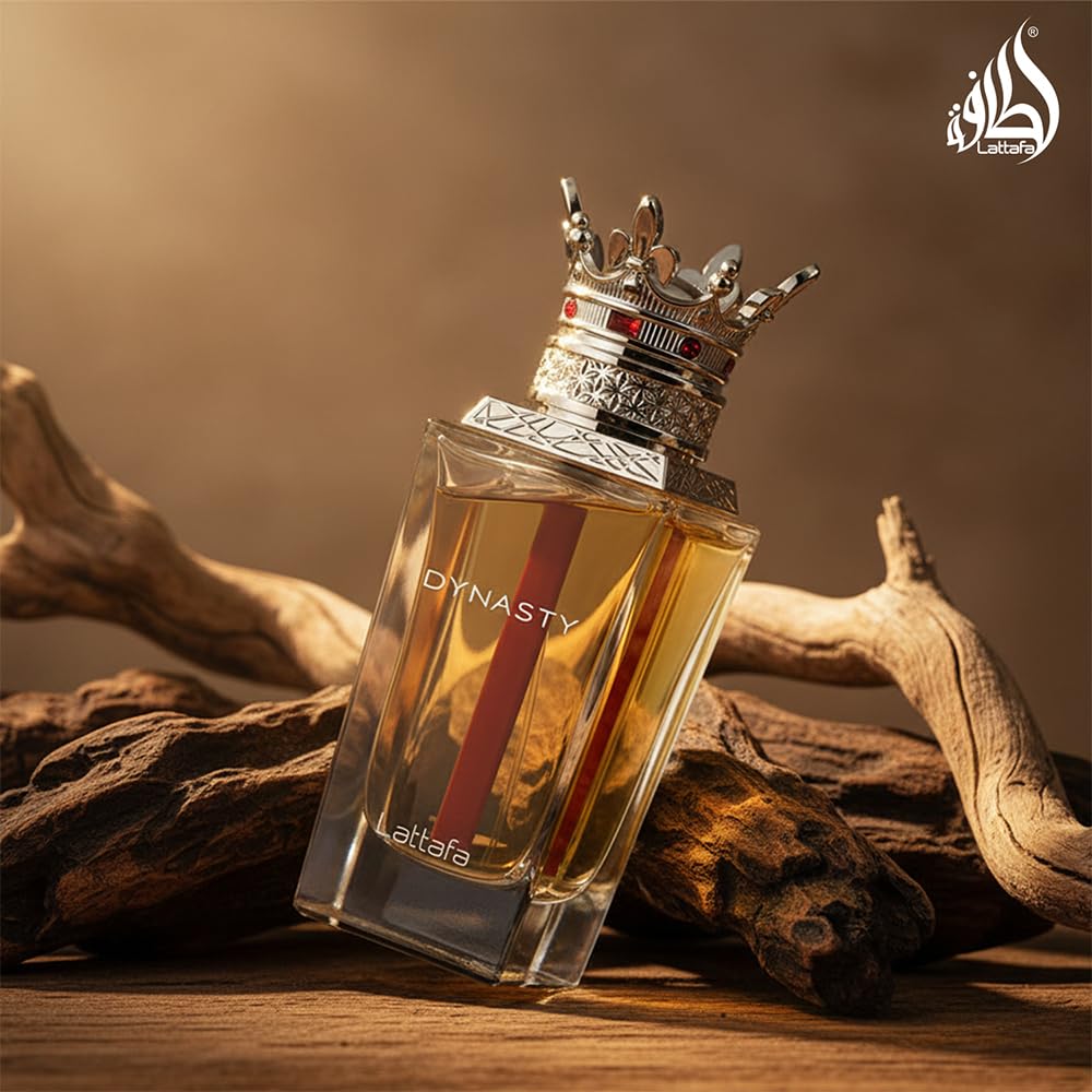 Lattafa Dynasty beside ruler showing 100ml scale and value