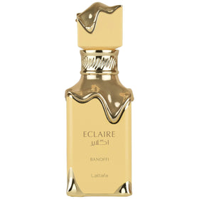 Lattafa Eclaire Banoffi front bottle view showing elegant design and gourmand appeal