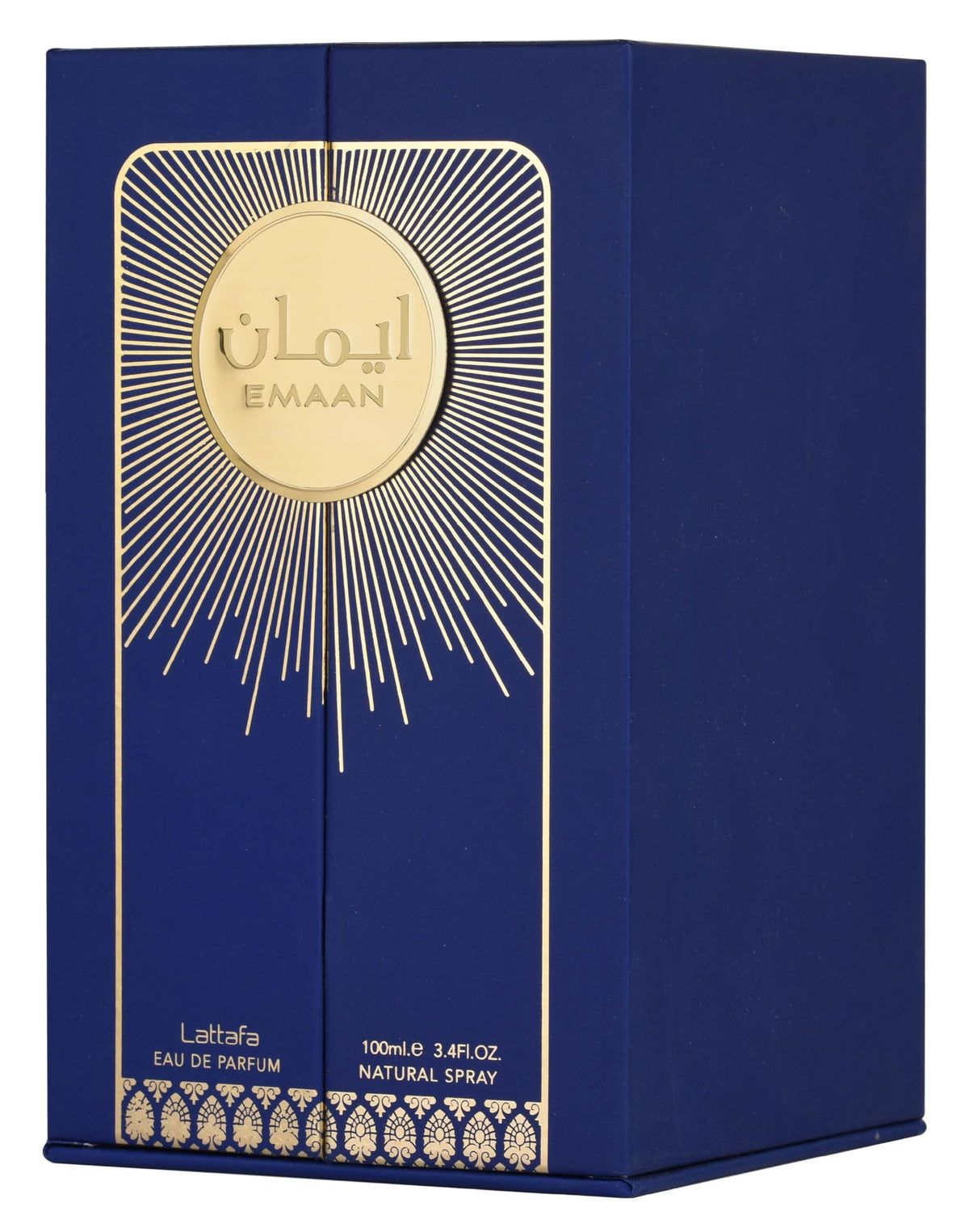 Lattafa Emaan atomizer closeup demonstrating smooth, even spray performance