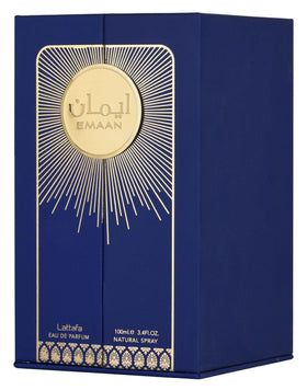 Lattafa Emaan atomizer closeup demonstrating smooth, even spray performance