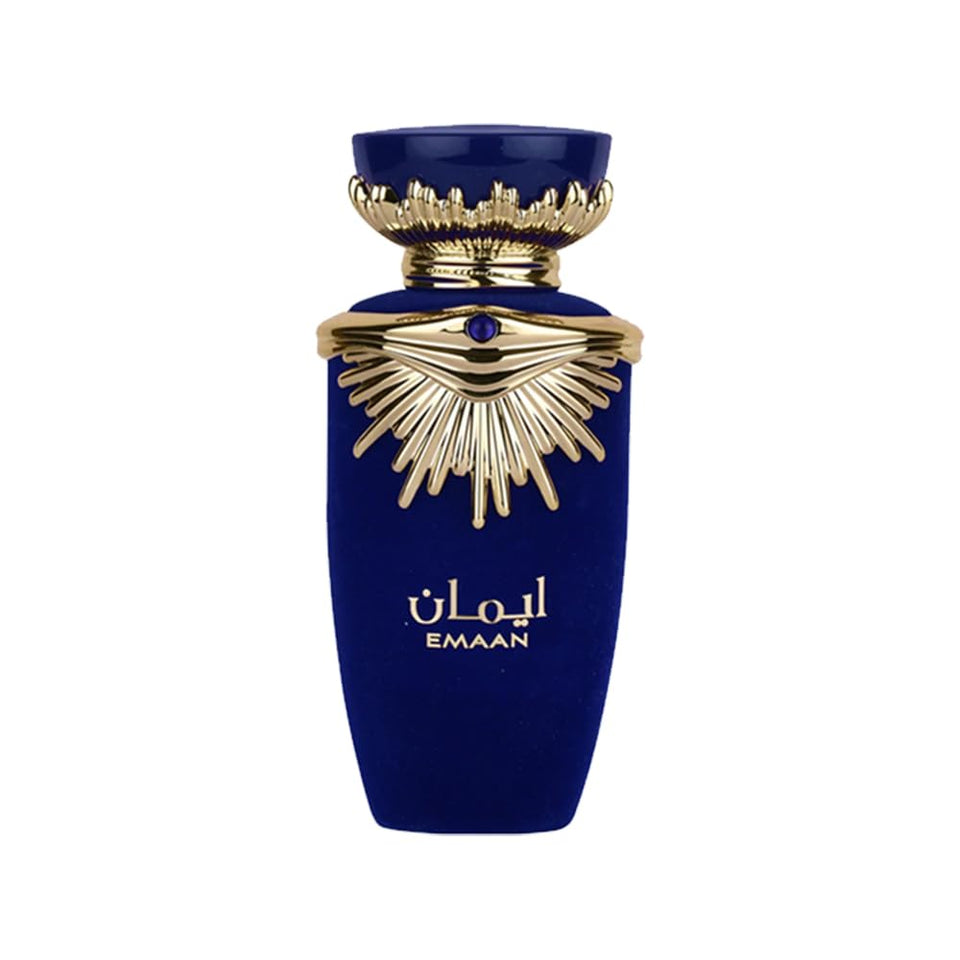 Lattafa Emaan bottle front view showing elegant design and lasting fragrance