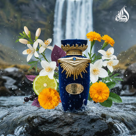 Lattafa Emaan mist in air capture showing fine spray and immediate freshness