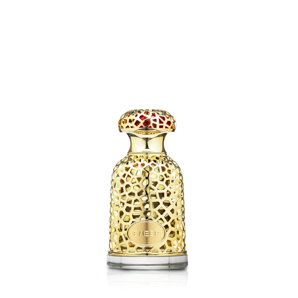 Lattafa Emeer front bottle showing sleek design and unisex appeal