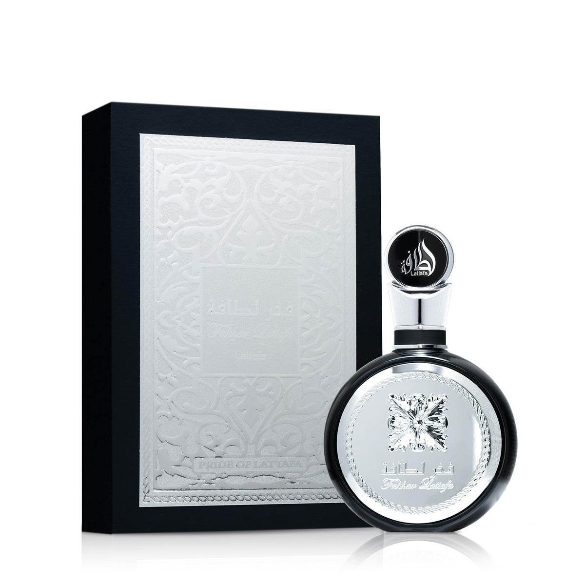 Lattafa Fakhar side profile highlighting bottle shape and premium shelf appeal