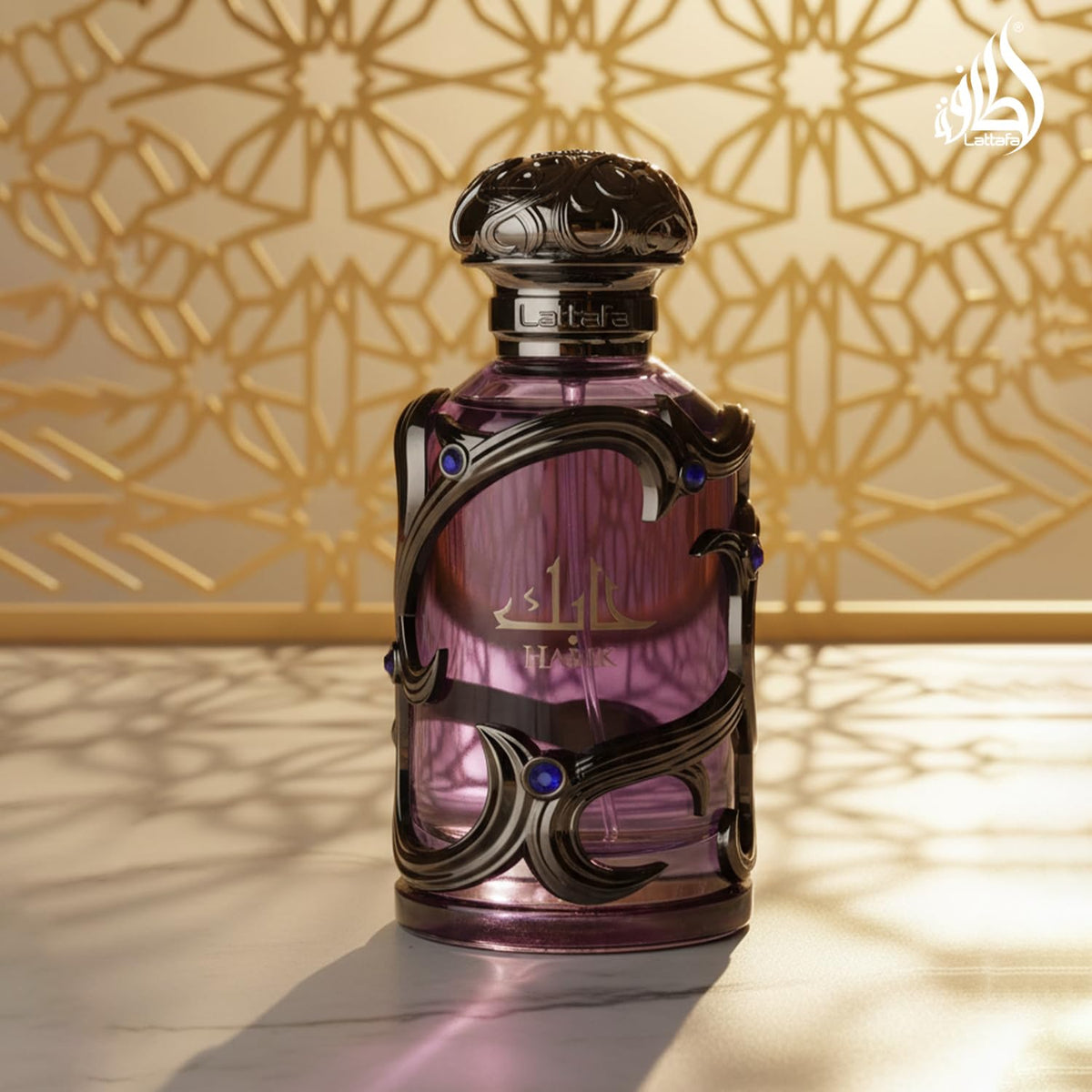 Lattafa Habik bottle on dress shirt setting benefit: suggests evening or formal wear