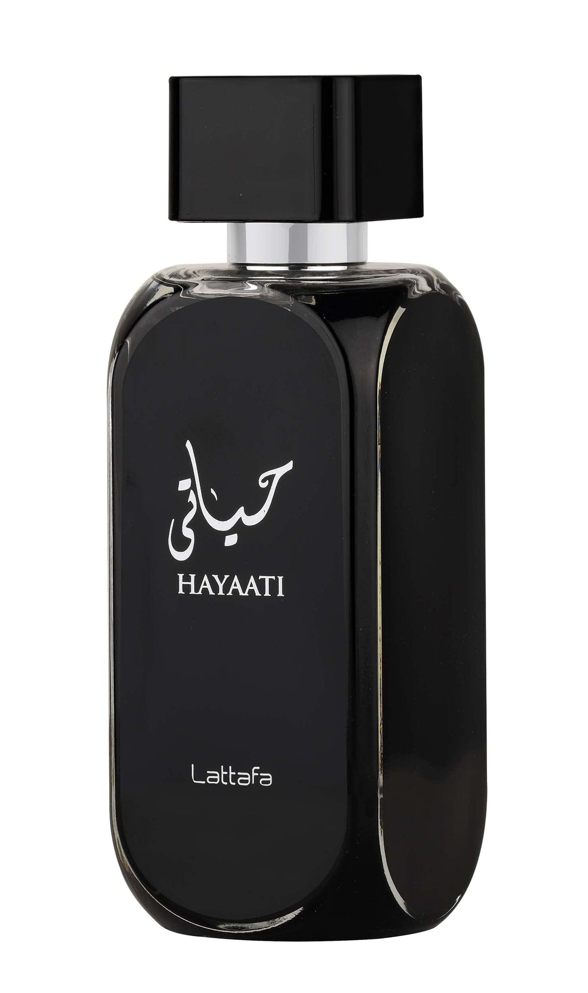 Lattafa Hayaati worn on neck in lifestyle scene showing wearable confidence benefit