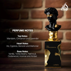 Lattafa His Confession spray nozzle close-up highlighting quality atomizer for even application