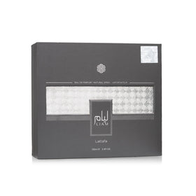 Lattafa Liam Grey bottle angled shot highlighting glass texture and premium look