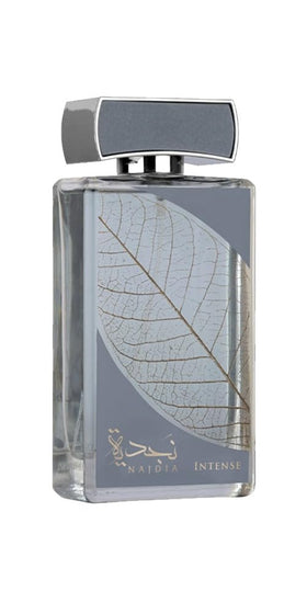 Lattafa Najdia Intense front bottle showing sleek design and appeal