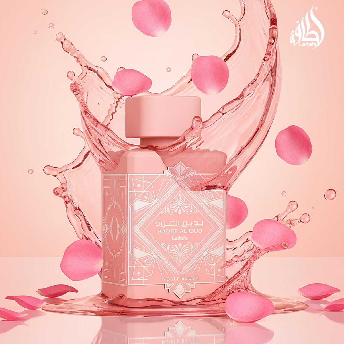 Lattafa Noble Blush in hand to show 100ml scale and portable convenience