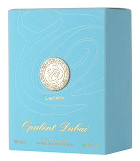 Lattafa Opulent Dubai being spritzed on wrist in lifestyle scene for confident wear