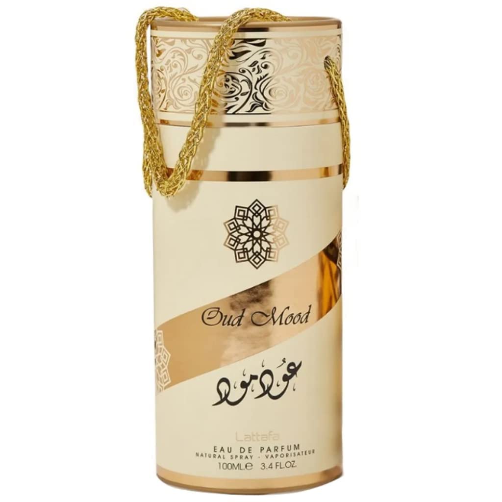 Lattafa Oud Mood side profile spray nozzle ready to mist for long-lasting scent