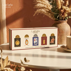 Lattafa packaging box open revealing organized interior and secure travel-ready protection