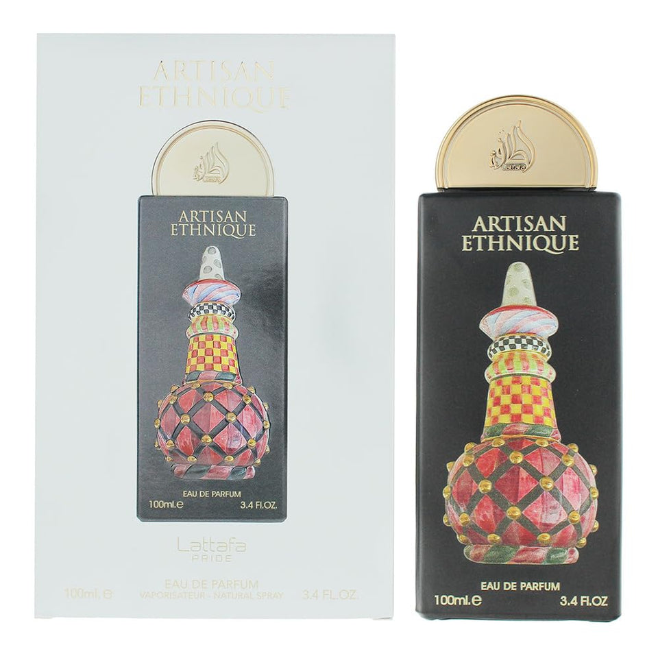 Lattafa Pride Artisan Ethnique front bottle view showing elegant packaging and scent identity