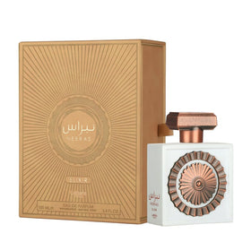 Lattafa Pride Nebras Elixir side profile emphasizing bottle shape and premium finish