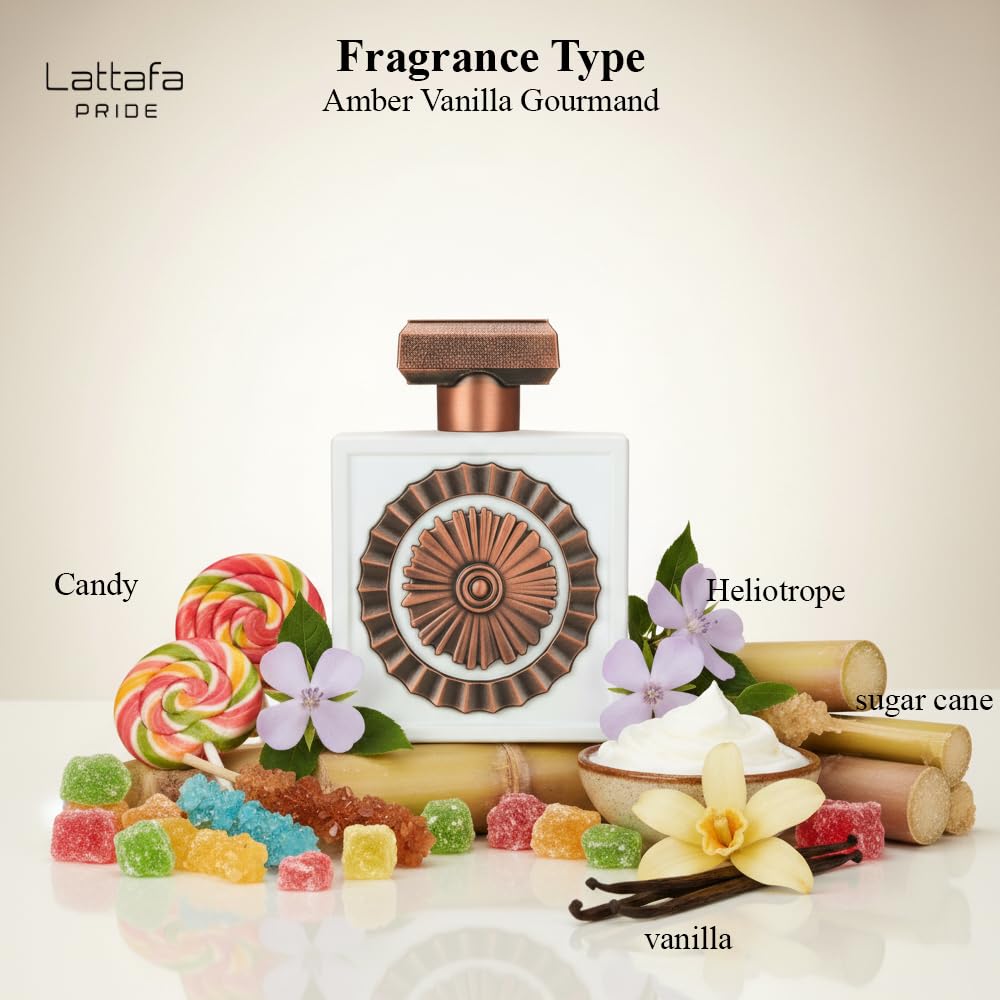 Lattafa Pride Nebras Elixir 100 ml label scale image showing generous size and gift-ready bottle