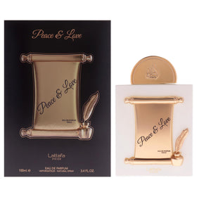 Lattafa Pride Peace & Love front bottle view showing sleek design and approachable scent