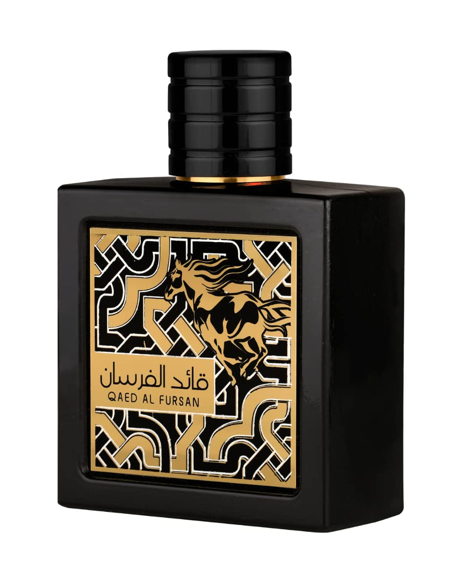 Lattafa bottle front view showing elegant glass and rich amber liquid benefit: visual appeal