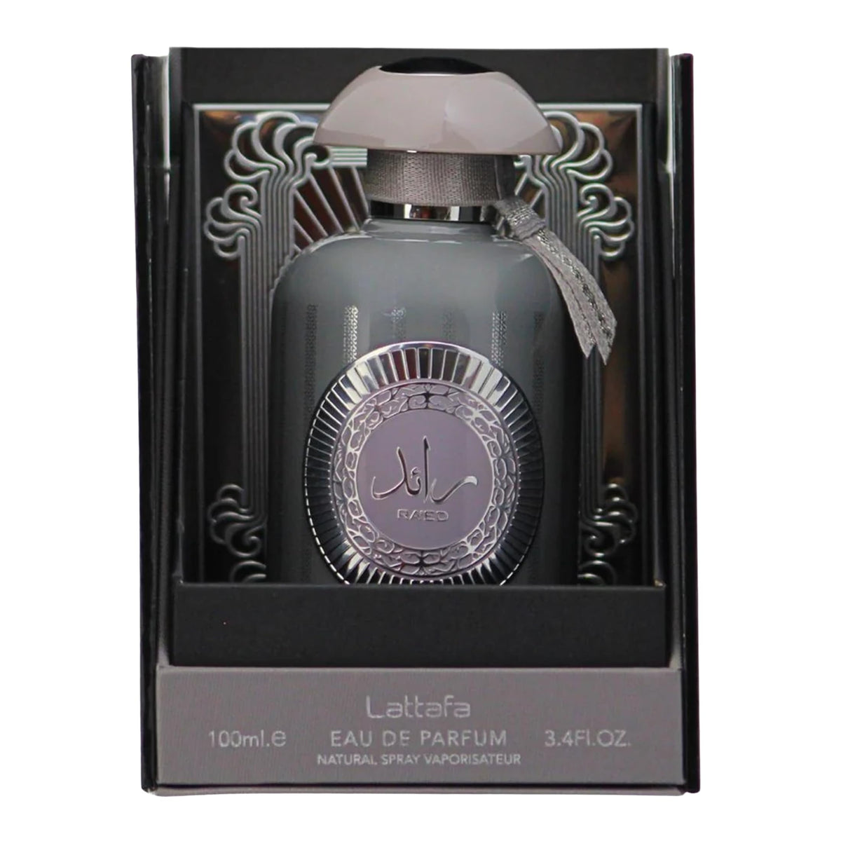 Lattafa fragrance mist over water swirl evoking fresh citrus and amber balance