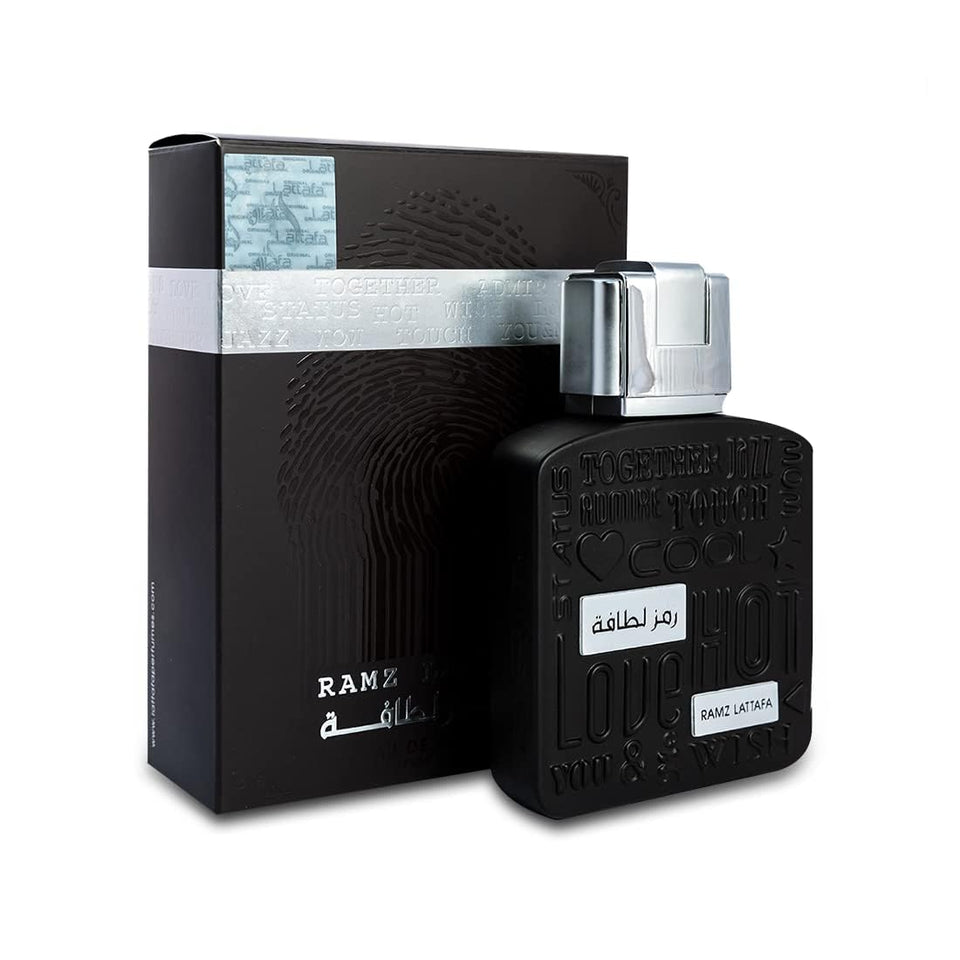 Lattafa Ramz Silver front bottle showing elegant design and easy grip