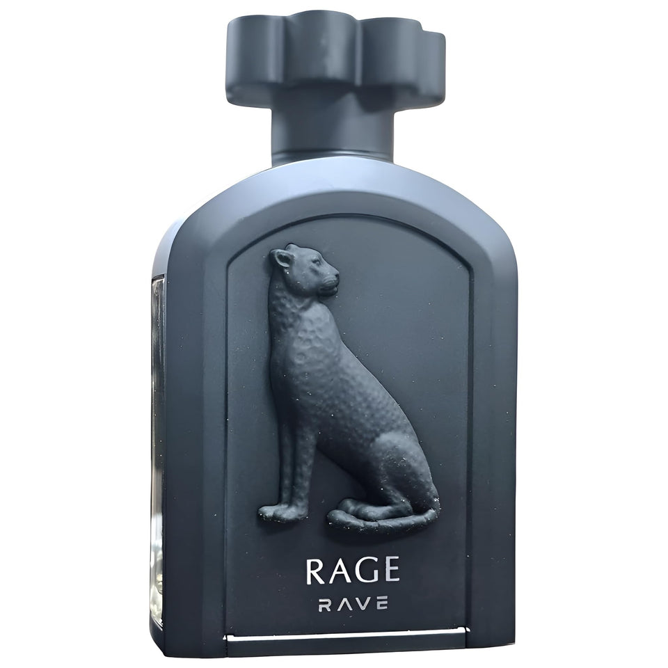 Lattafa Rave Rage front bottle showing sleek design and gifting appeal