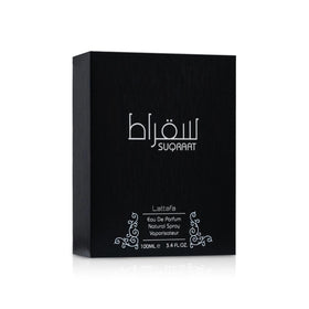 Lattafa Suqraat boxed packaging highlighting brand and size benefit