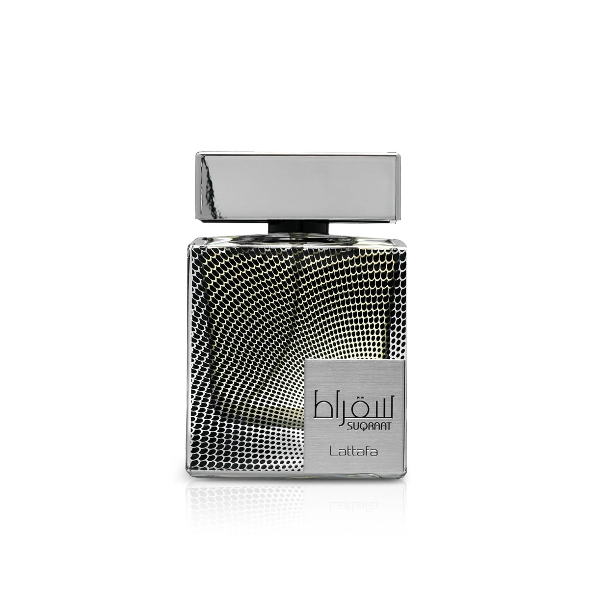 Lattafa Suqraat front bottle showing elegant design and easy spray