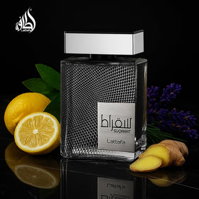 Lattafa Suqraat amber liquid pooled to show rich texture and concentration