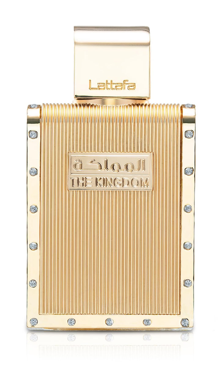 Lattafa The Kingdom front bottle showing elegant silhouette and brand presence