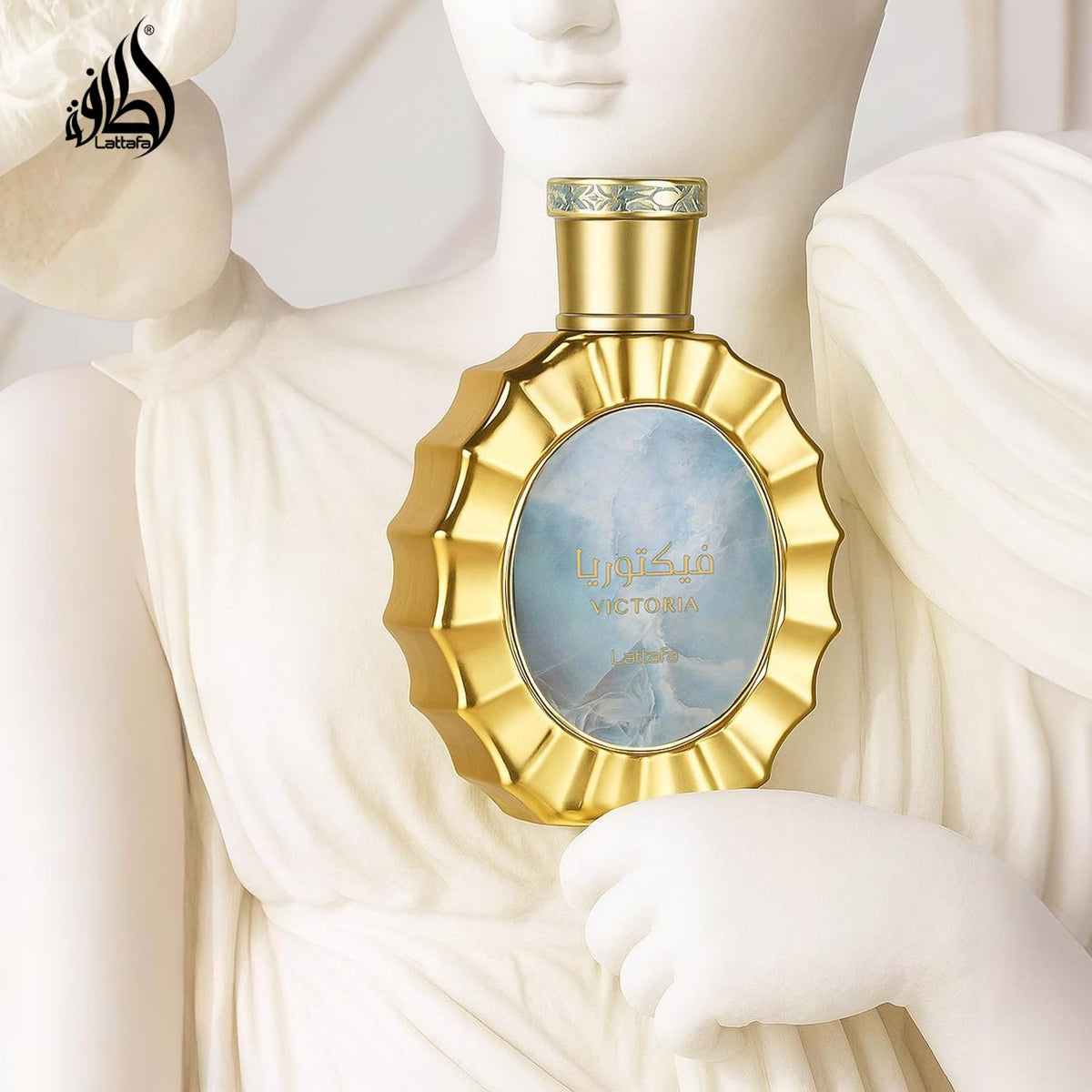 Lattafa Victoria vanilla base close-up conveying warm, creamy depth and lasting comfort