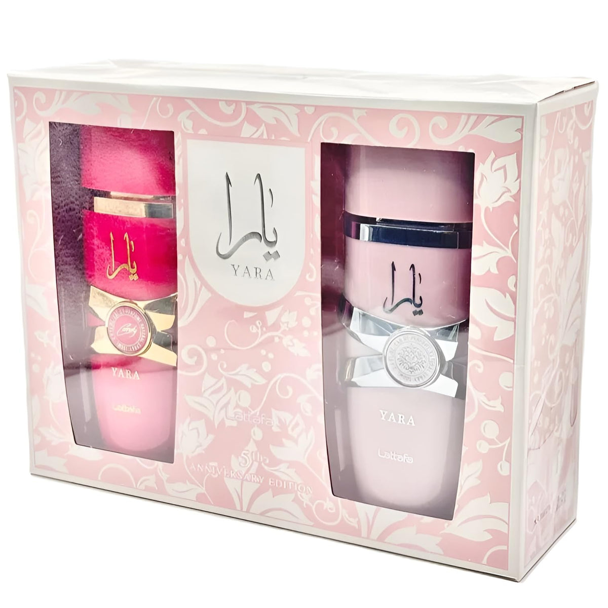 Lattafa Yara and Yara Candy bottles side by side showing contrasting fragrance identities