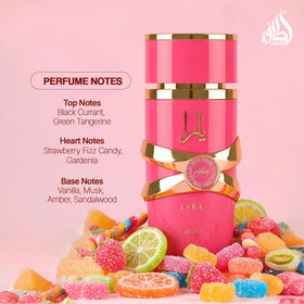 Lattafa Yara Candy bottle cap detail conveying premium finish and durability benefit