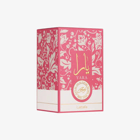 Lattafa Yara Candy box beside bottle indicating complete packaged product benefit