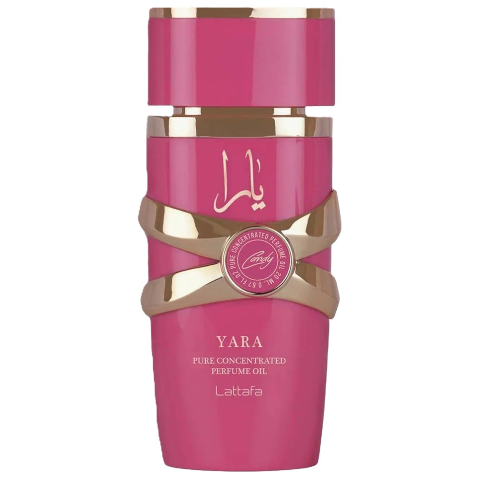 Lattafa Yara Candy front bottle view showing compact design and gift appeal